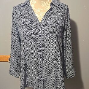 Dress Barn Blue geometric shirt